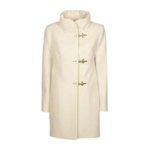 Cappotto Romantic 3 Ganci In Panno Di Lana Donna Bianco Lana