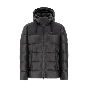 Bomber In Nylon E Linen Velluto Uomo Grigio Scuro