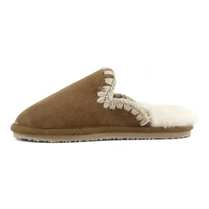 Slippers Suede Eskimo Stitch Donna Cognac