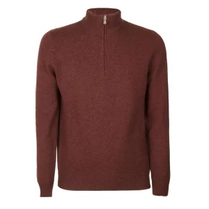 Lupetto Zip Misto Lana Uomo Bordeaux