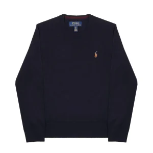 Pull Girocollo In Lana Merino Bambino Navy