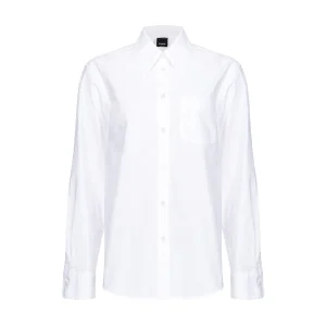 Camicia Corea In Popeline Donna Bianco Brillante