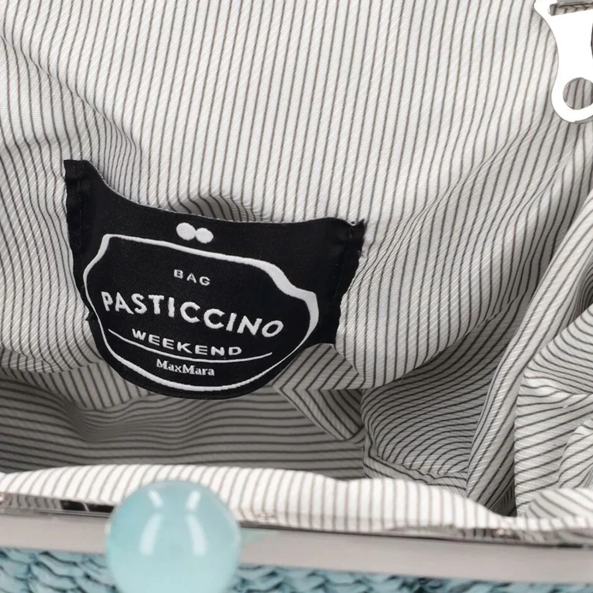 Borsa Pasticcino Palmas In Raffia Piccola Donna Cielo - immagine 5