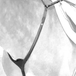 DY'ON COLLIER DE CHASSE A PONTE IN CUOIO DYON Nero MARTINGALE E FORCHETTE