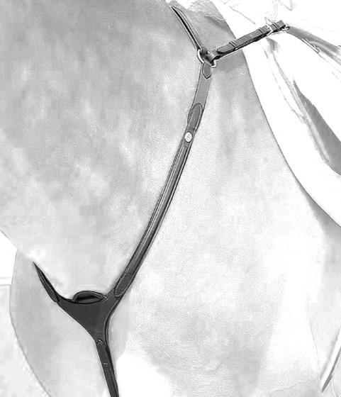 DY'ON COLLIER DE CHASSE A PONTE IN CUOIO DYON Nero MARTINGALE E FORCHETTE