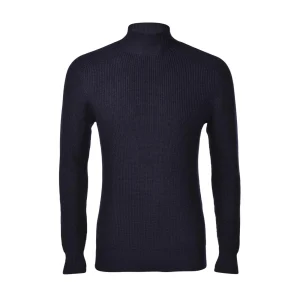 Lupetto In Costa Inglese In Lana Uomo Blu Navy