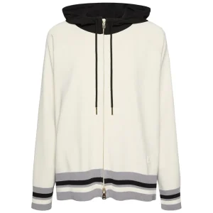 Cardigan Misto Viscosa Con Cappuccio E Zip