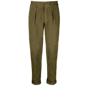 Pantalone Alessandro Velluto Pince Roccia Uomo Military Green