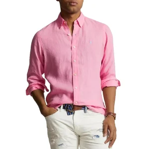 Camicia In Lino Uomo Florida Pink