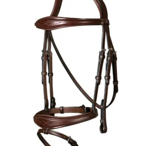 DY'ON ANATOMIC FLASH NOSEBAND BRIDLE NEW ENGLISH COLLECTION Marrone BRIGLIE
