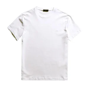 T-Shirt Ricamo Su Petto Uomo Bianco