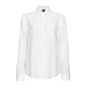 Camicia Corea A Righe Donna Bianco Nero