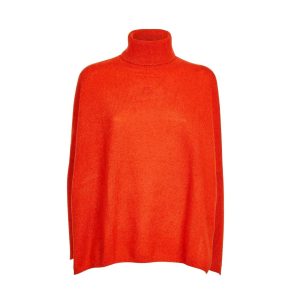 Dolcevita Poncho Clara Donna Coral Fluo