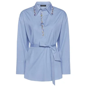Camicia In Popeline Con Cristalli