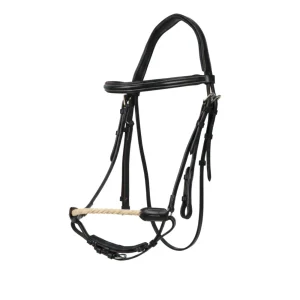 Testiera In Cuoio Con Capezzino In Corda Mascheroni Nero