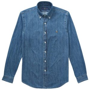 Camicia Oxford Slim Fit Uomo Denim