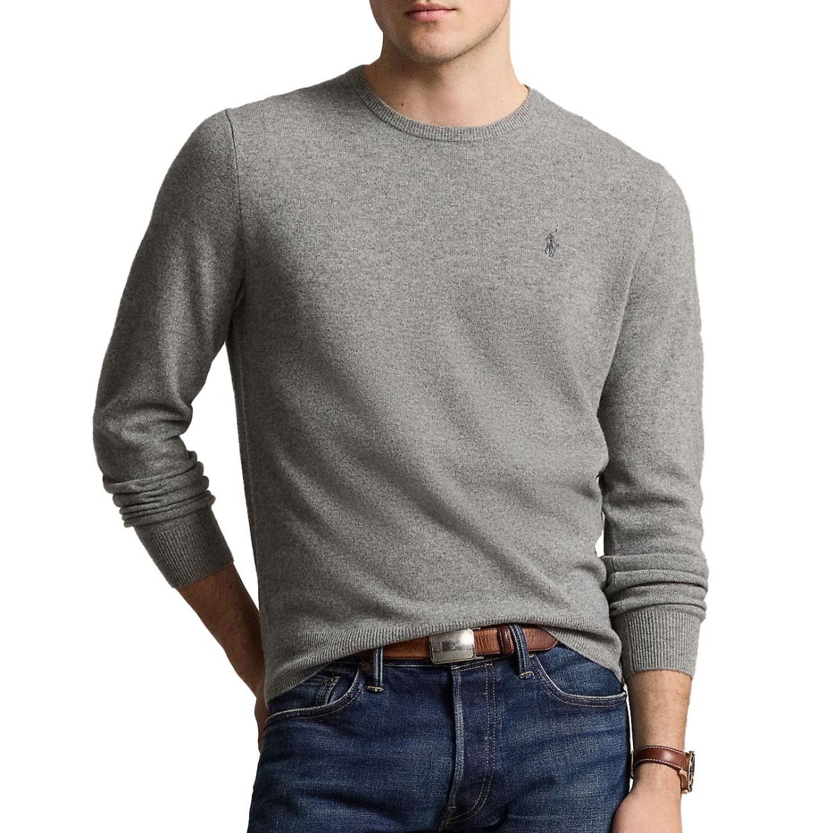 Pullover Lambswool Uomo Fawn Grey Heather - immagine 6