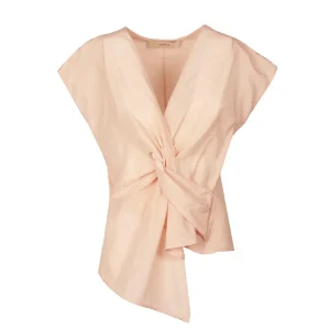 Top Nodo Davanti Donna Rosa Pallido