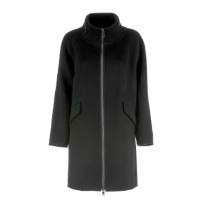 Cappotto Doppio Mohair Lana Donna Nero