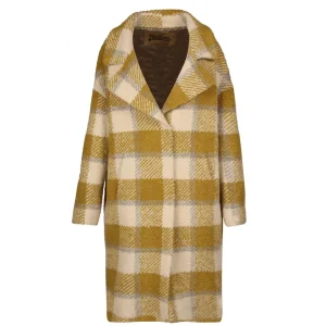 Giaccone A Quadri Donna Acido Bianco