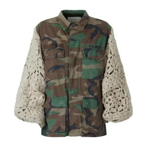 Giacca Army Of Love Crochet Fiore Donna Beige