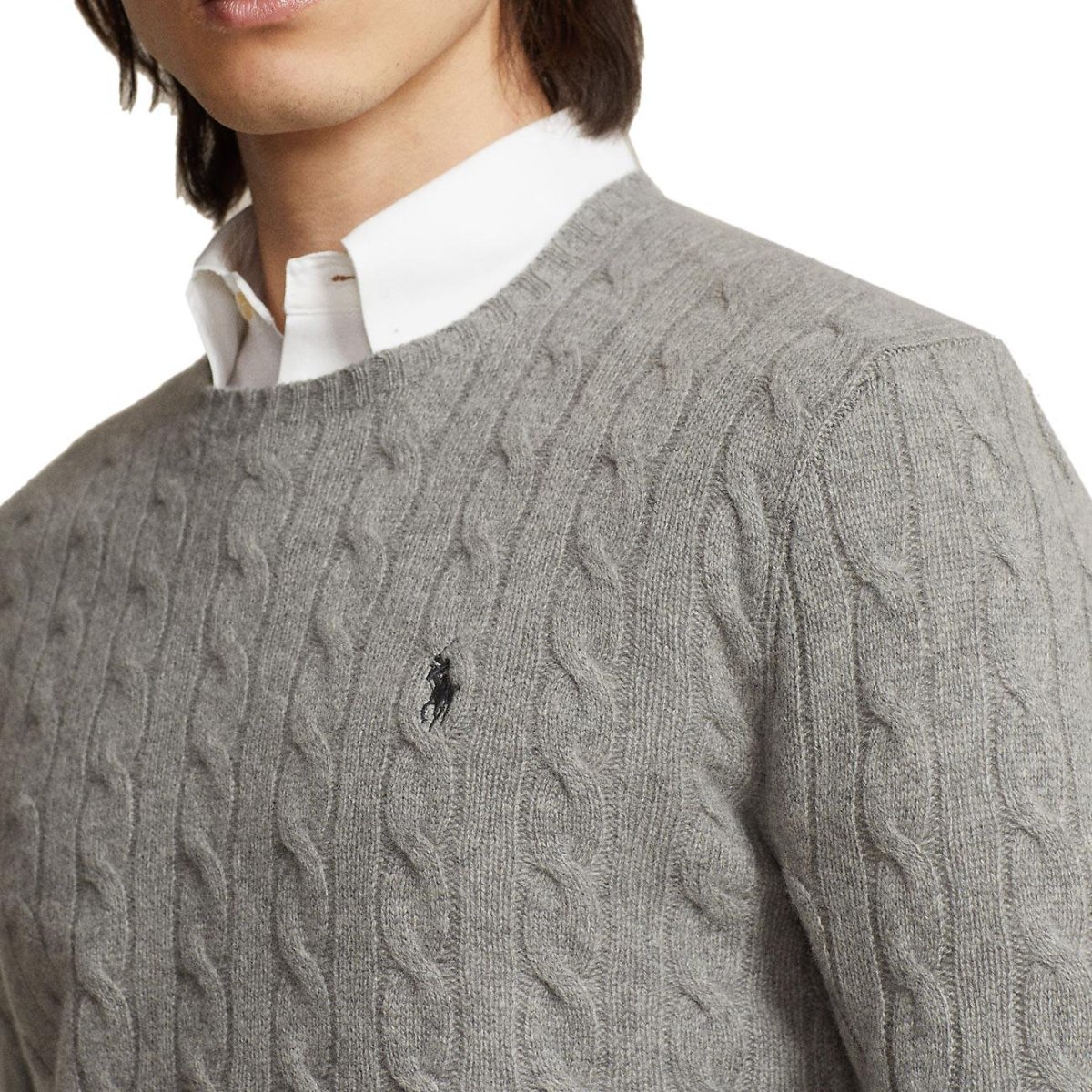 Pullover In Lana Cashmere Uomo Fawn Grey Heather - immagine 5