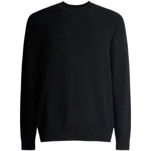 Knit Cotton Plain Round Uomo Blue Black