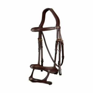 DY'ON DOUBLE NOSEBAND BRIDLE D COLLECTION Marrone TESTIERE